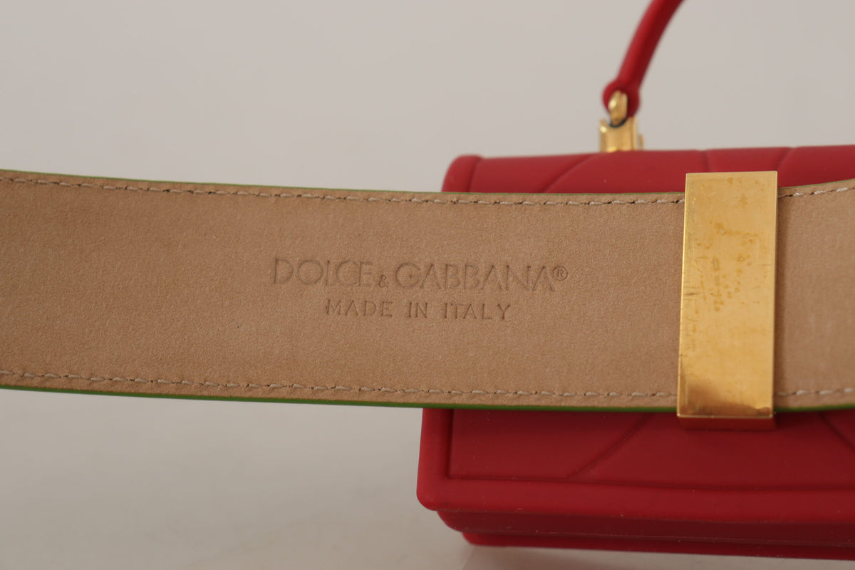 Dolce & Gabbana Green Leather Devotion Heart Micro Bag Headphones Belt grün