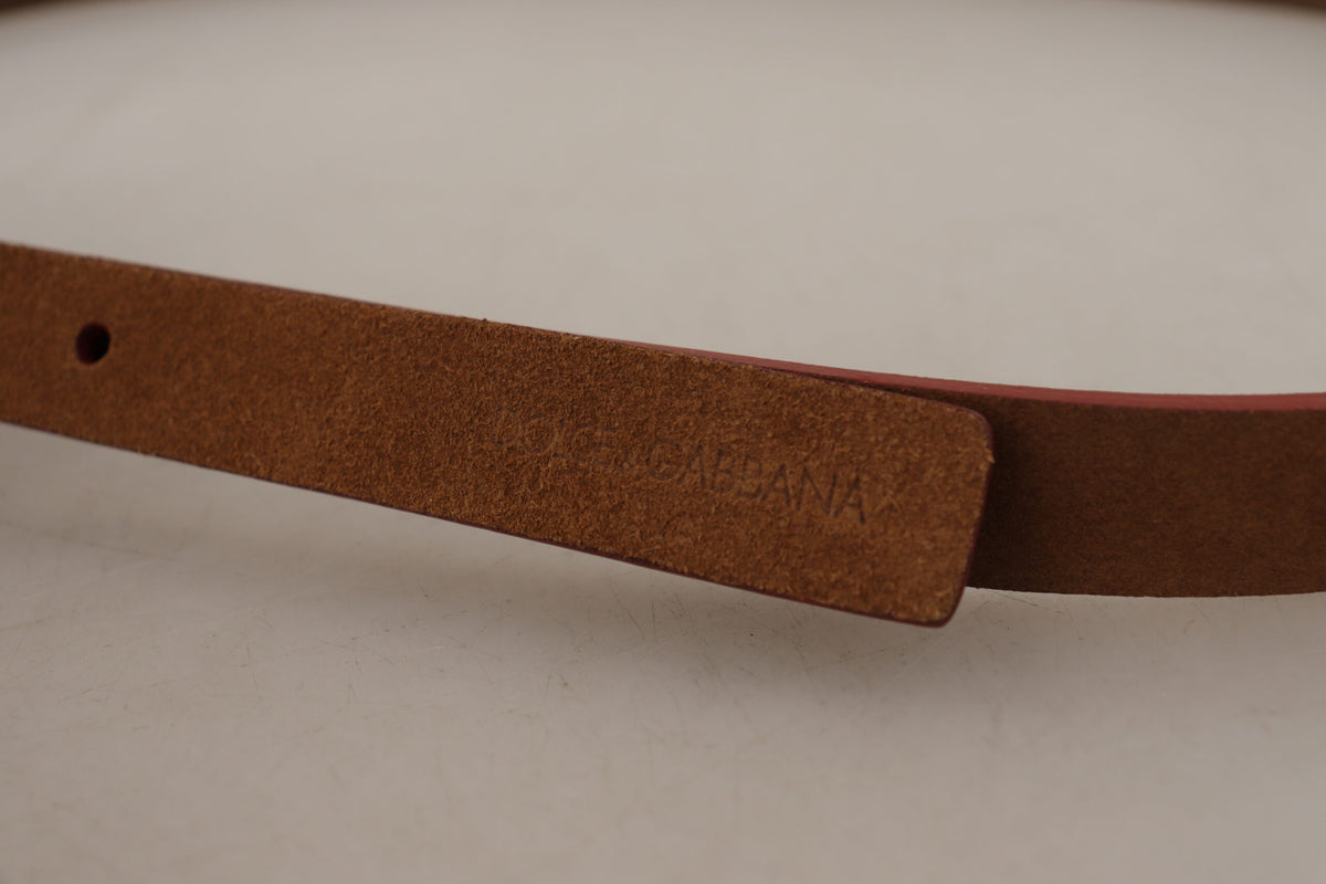 Dolce & Gabbana Brown Logo Engraved Metal Waist Buckle Belt braun