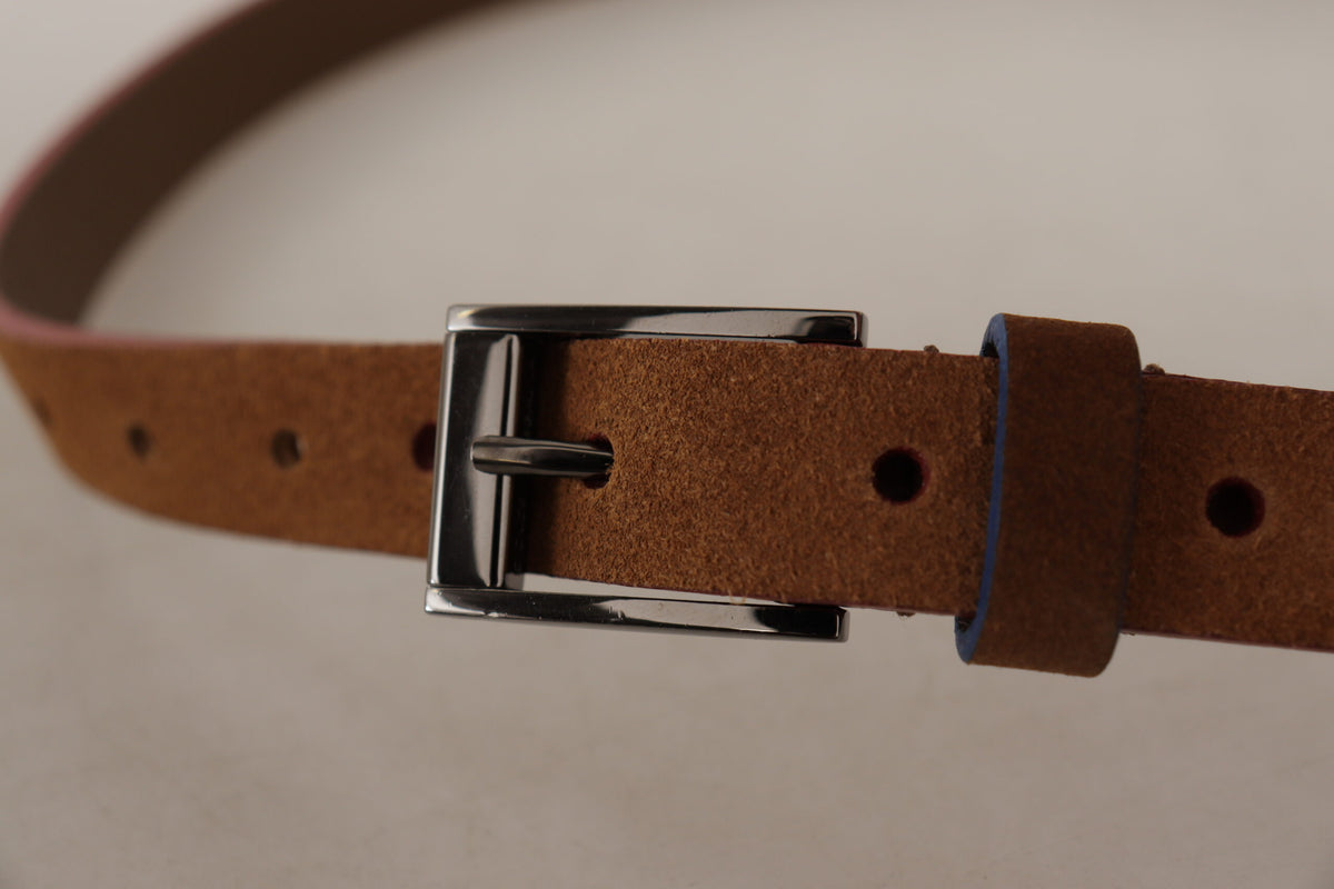 Dolce & Gabbana Brown Logo Engraved Metal Waist Buckle Belt braun