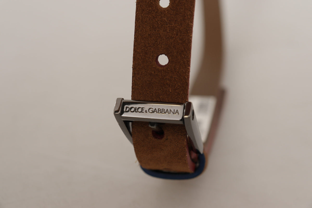 Dolce & Gabbana Brown Logo Engraved Metal Waist Buckle Belt braun