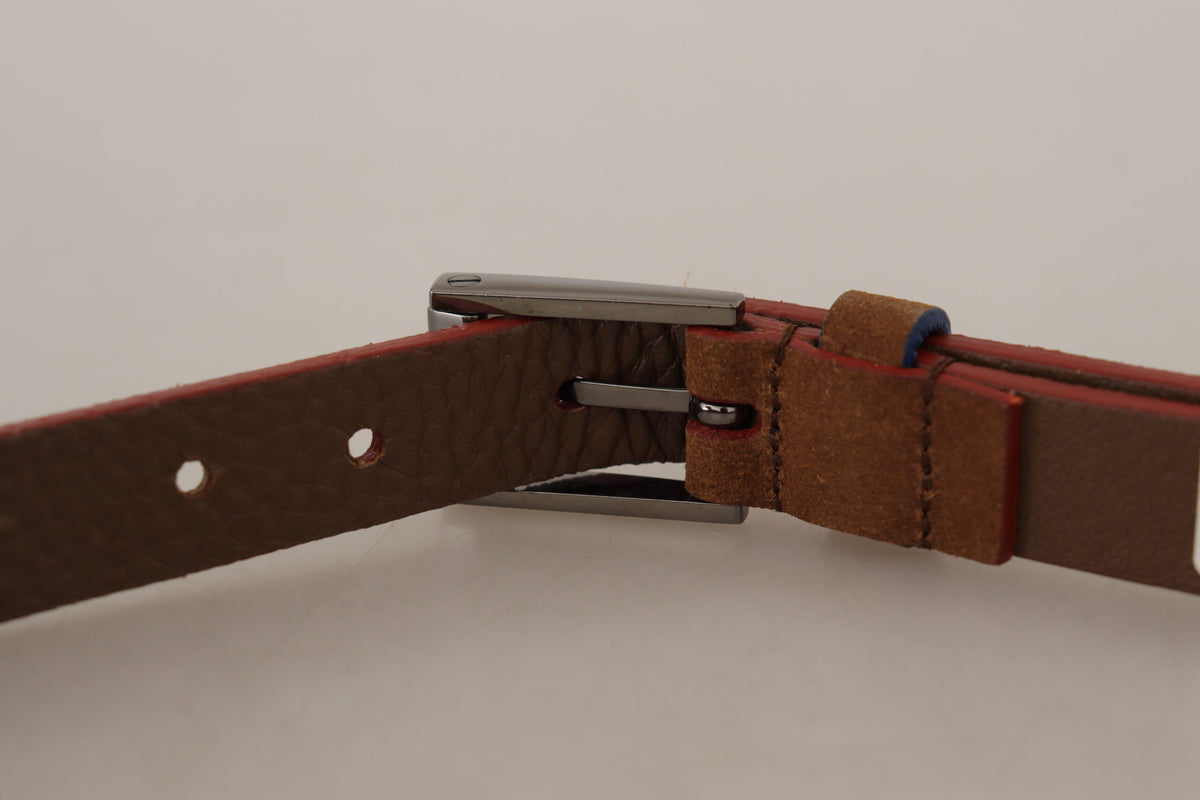 Dolce & Gabbana Brown Logo Engraved Metal Waist Buckle Belt braun