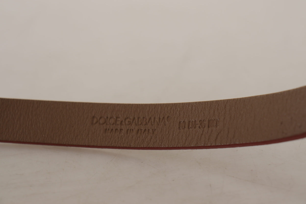 Dolce & Gabbana Brown Logo Engraved Metal Waist Buckle Belt braun