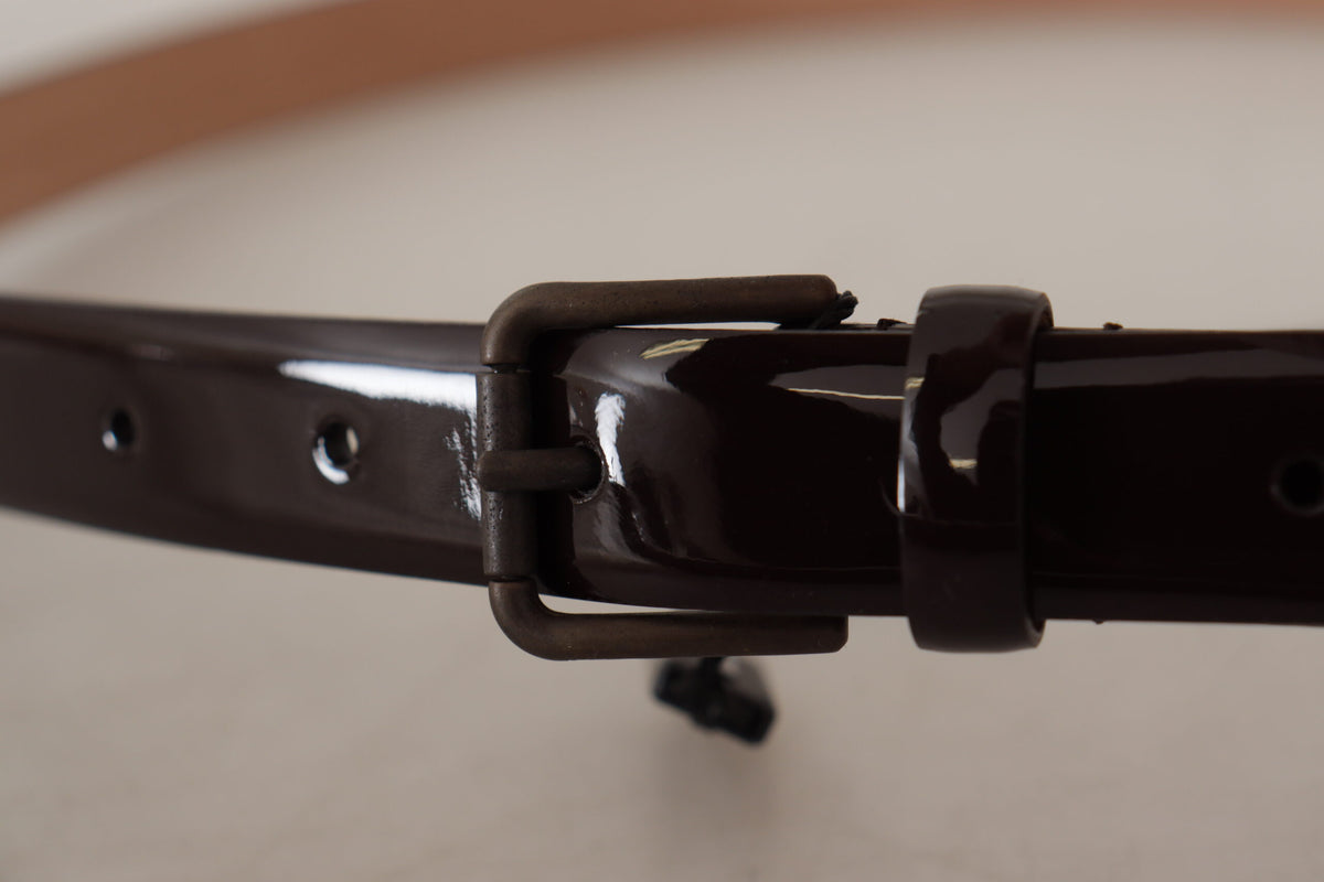 Dolce & Gabbana Black Patent Leather Logo Metal Waist Buckle Belt schwarz