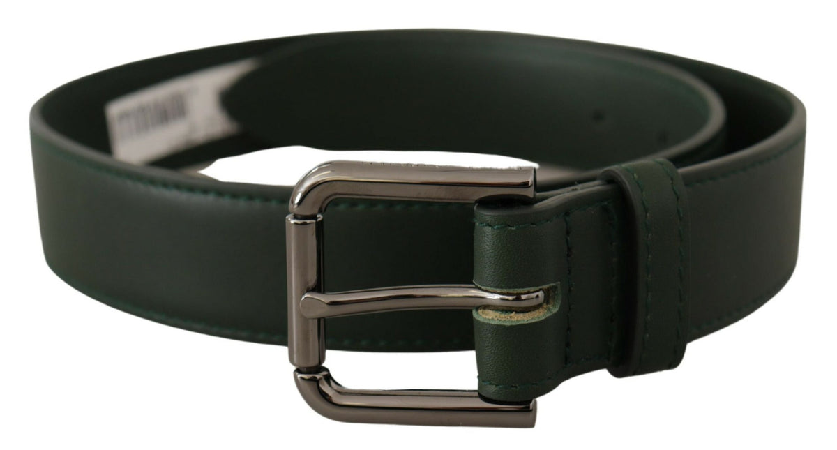 Dolce & Gabbana Army Green Leather Logo Metal Waist Buckle Belt grun