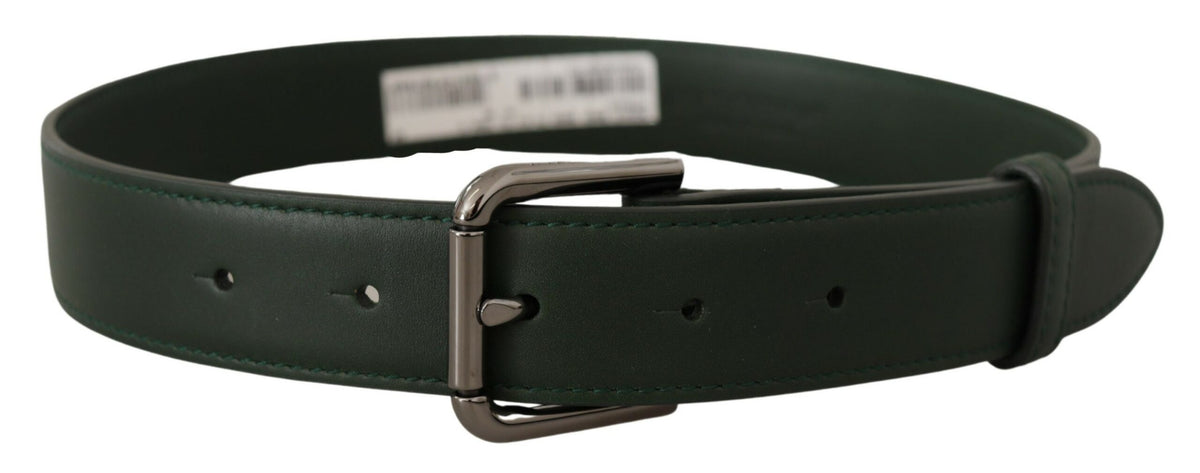 Dolce & Gabbana Army Green Leather Logo Metal Waist Buckle Belt grun