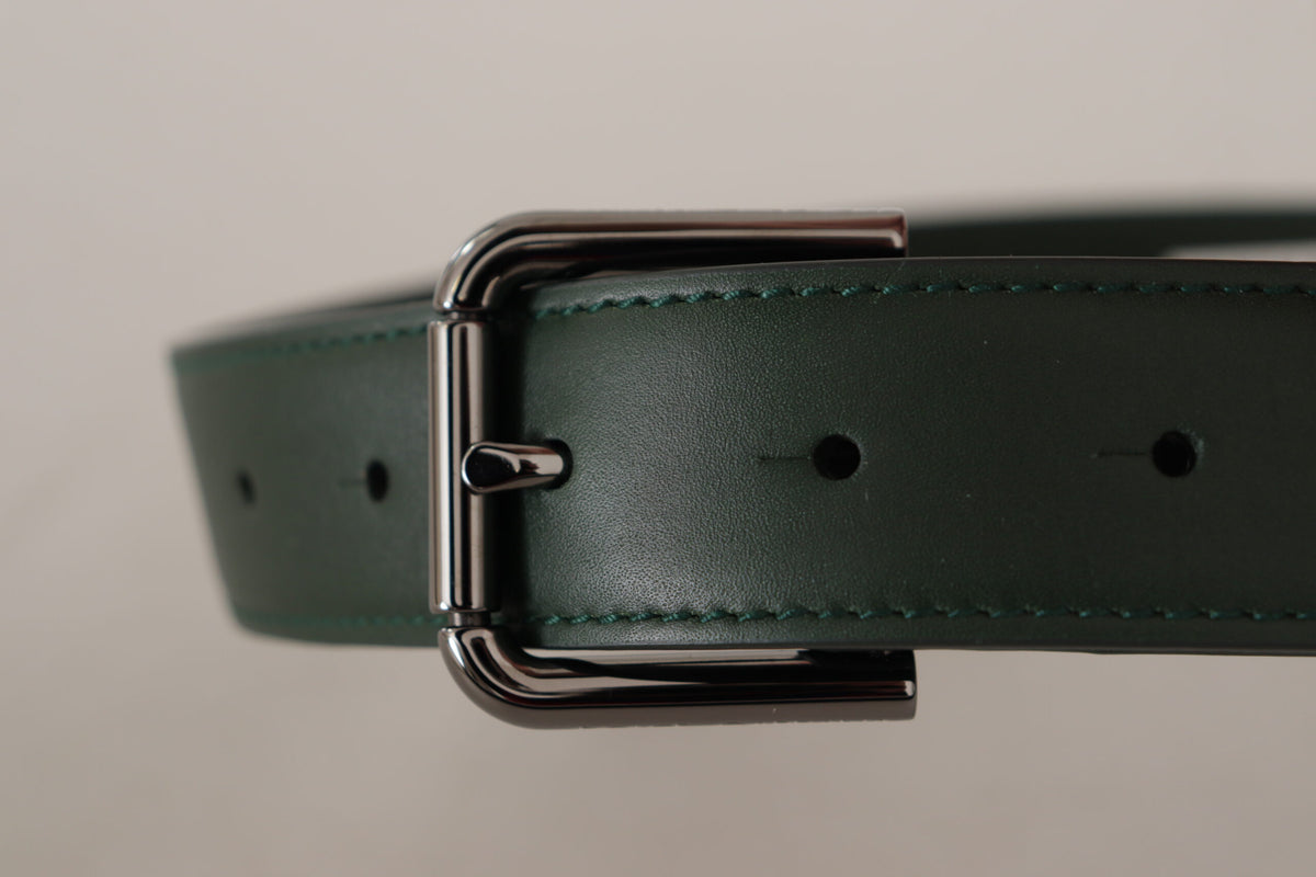 Dolce & Gabbana Army Green Leather Logo Metal Waist Buckle Belt grun