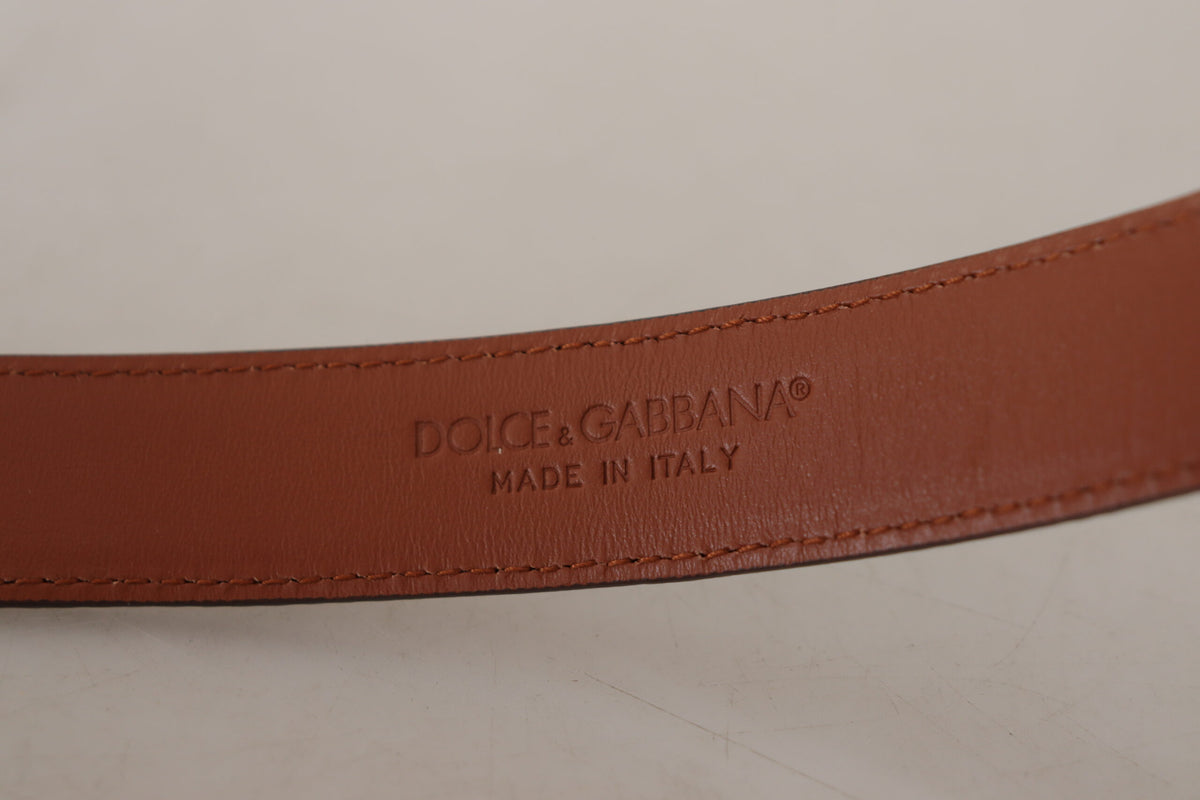 Dolce & Gabbana Brown Leopard Embossed Leather Buckle Belt braun