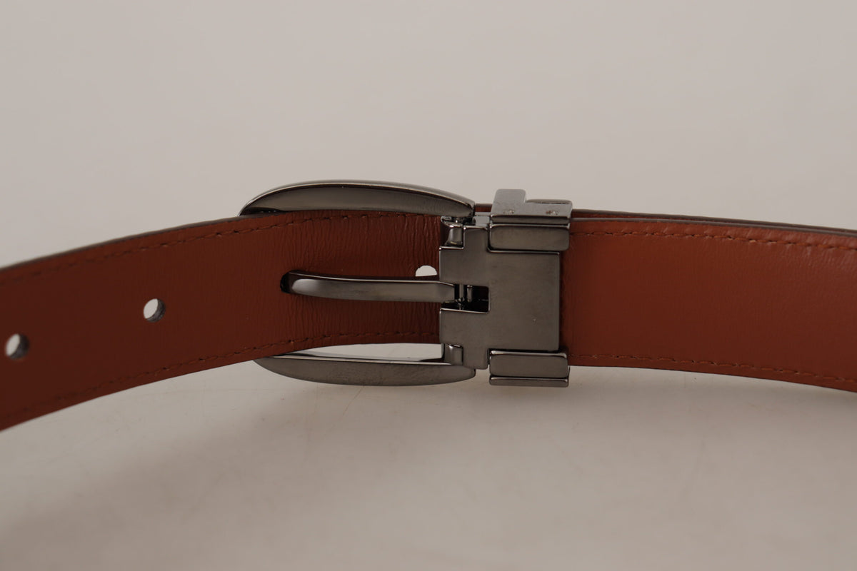 Dolce & Gabbana Brown Leopard Embossed Leather Buckle Belt braun