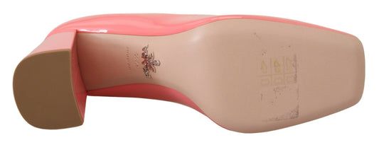 Prada Pink Patent Leather Block Heels Pumps Classic rosa