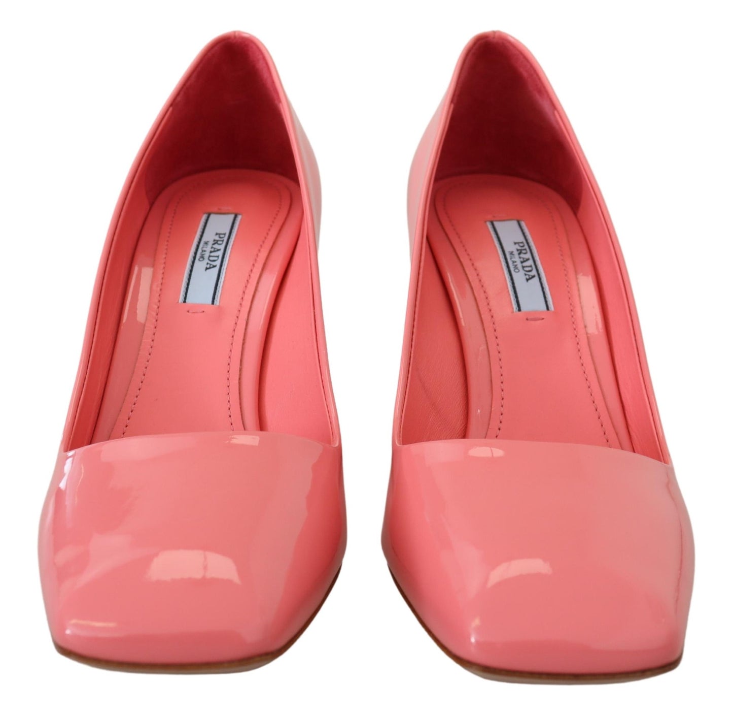 Prada Pink Patent Leather Block Heels Pumps Classic rosa