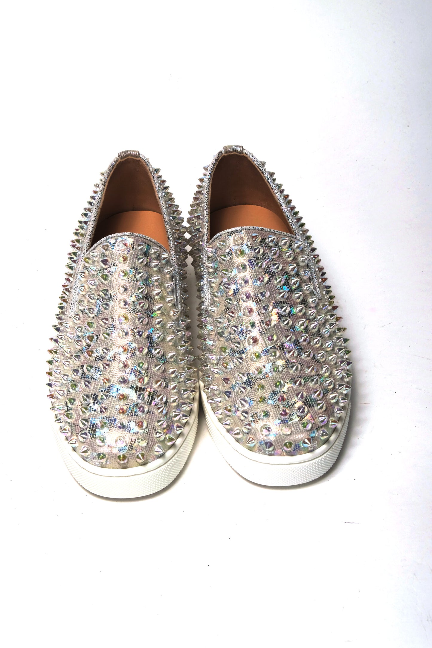 Christian Louboutin White Ab/Clear Ab Roller Boat Woman Flat Sneaker Curated Luxury Accessories by Orvyn