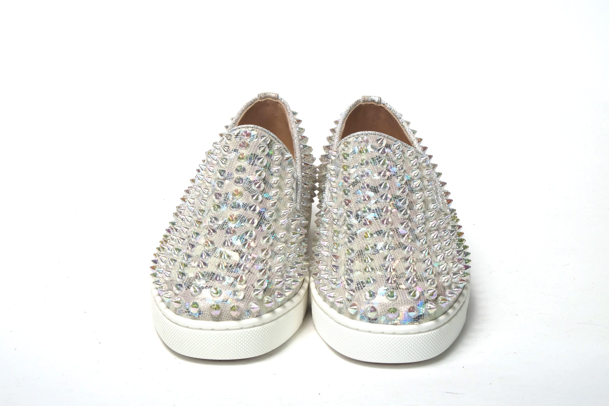 Christian Louboutin White Ab/Clear Ab Roller Boat Woman Flat Sneaker Curated Luxury Accessories by Orvyn