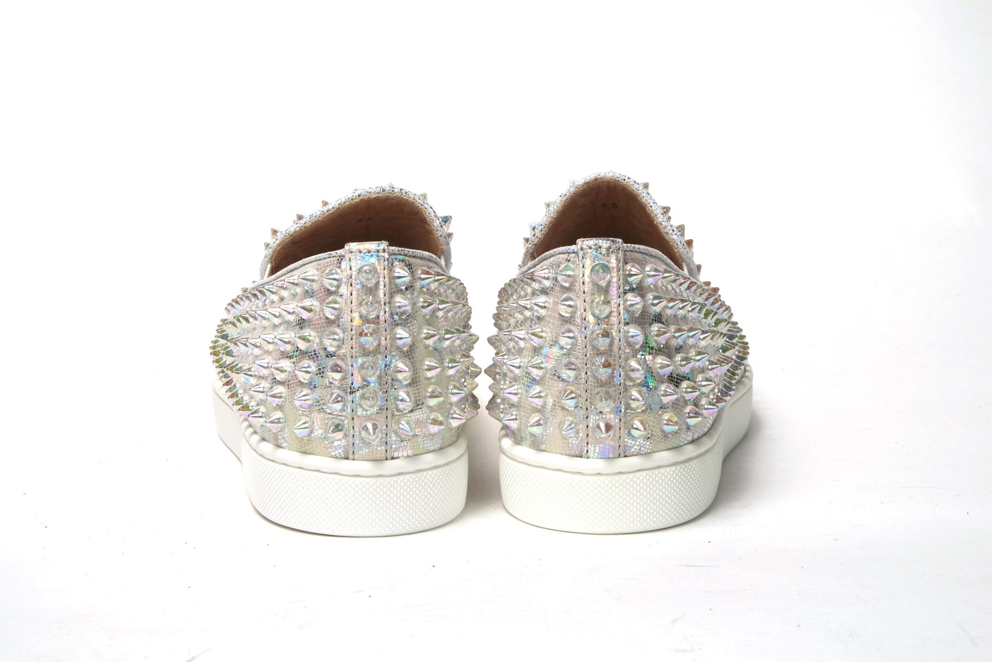 Christian Louboutin White Ab/Clear Ab Roller Boat Woman Flat Sneaker Curated Luxury Accessories by Orvyn
