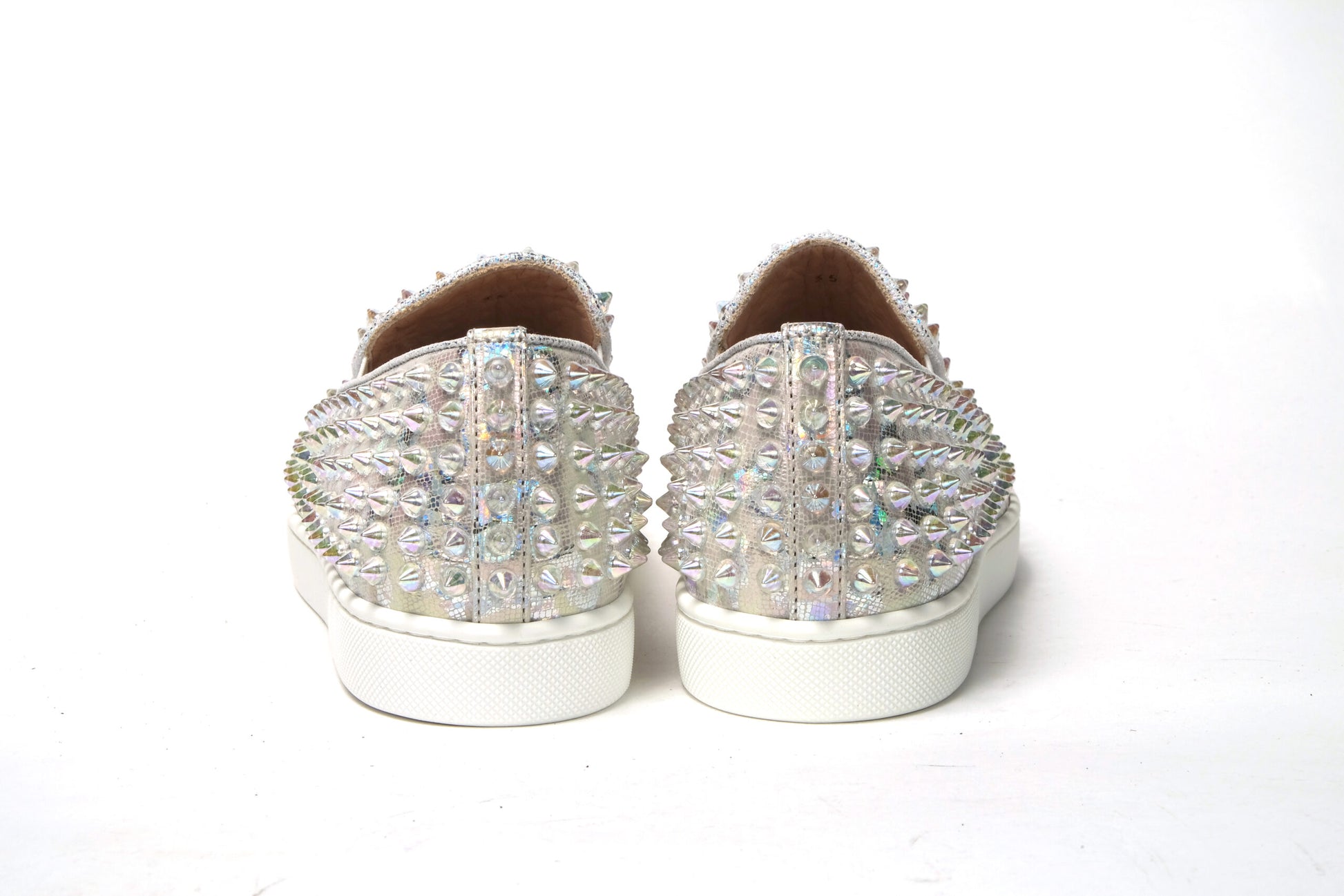 Christian Louboutin White Ab/Clear Ab Roller Boat Woman Flat Sneaker Curated Luxury Accessories by Orvyn