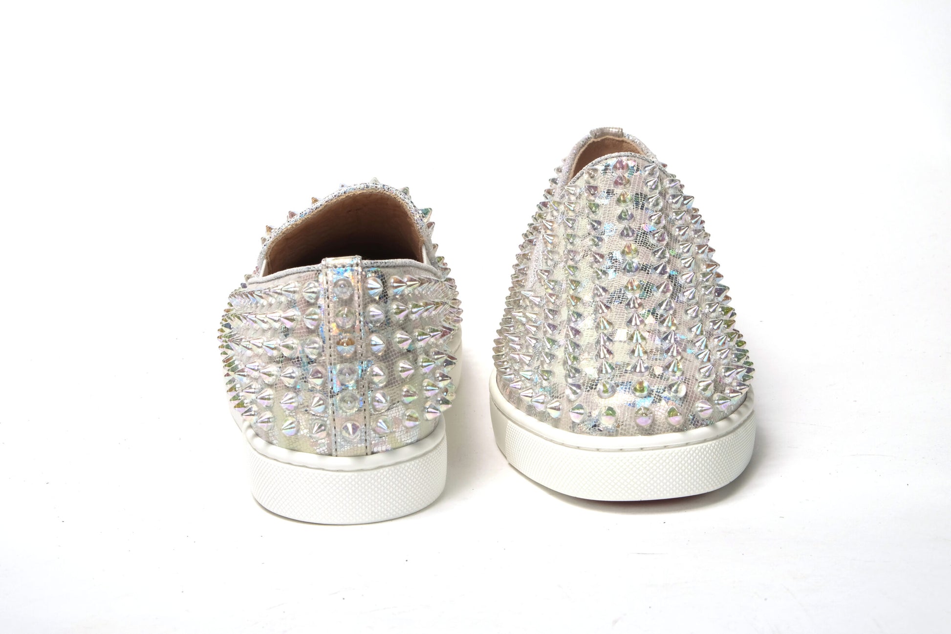 Christian Louboutin White Ab/Clear Ab Roller Boat Woman Flat Sneaker Curated Luxury Accessories by Orvyn
