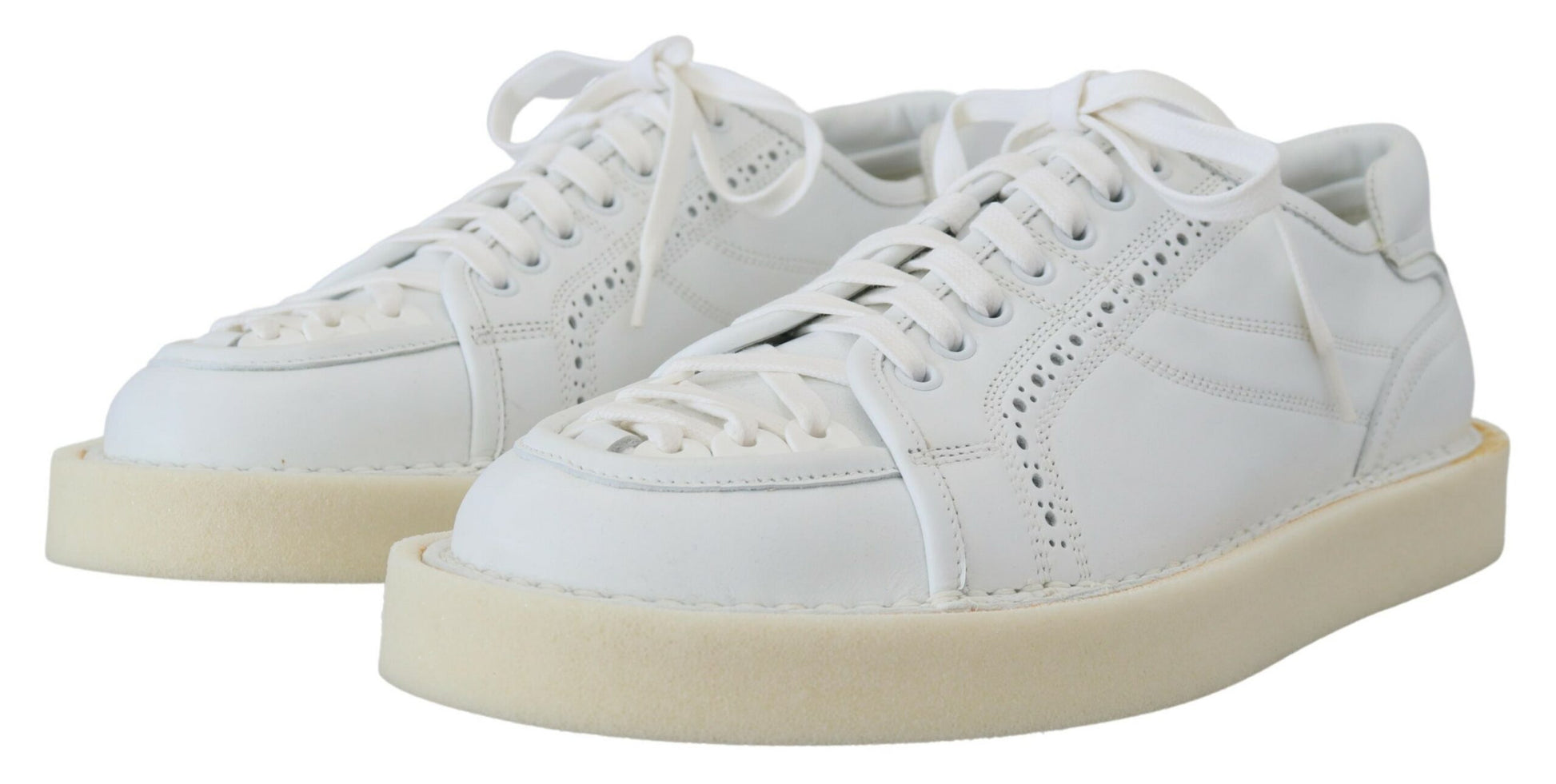 Dolce & Gabbana White Leather Low Top Oxford Sneakers Casual Shoes Curated Luxury Accessories by Orvyn