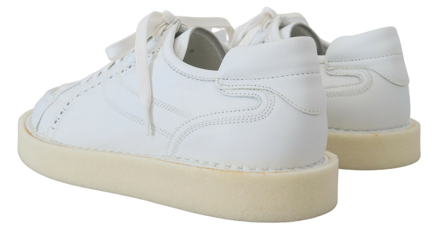 Dolce & Gabbana White Leather Low Top Oxford Sneakers Casual Shoes Curated Luxury Accessories by Orvyn