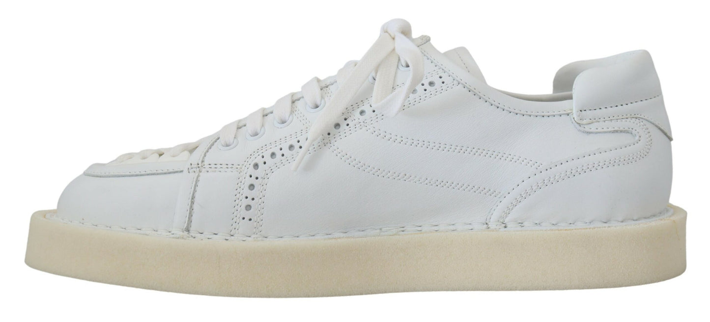 Dolce & Gabbana White Leather Low Top Oxford Sneakers Casual Shoes Curated Luxury Accessories by Orvyn