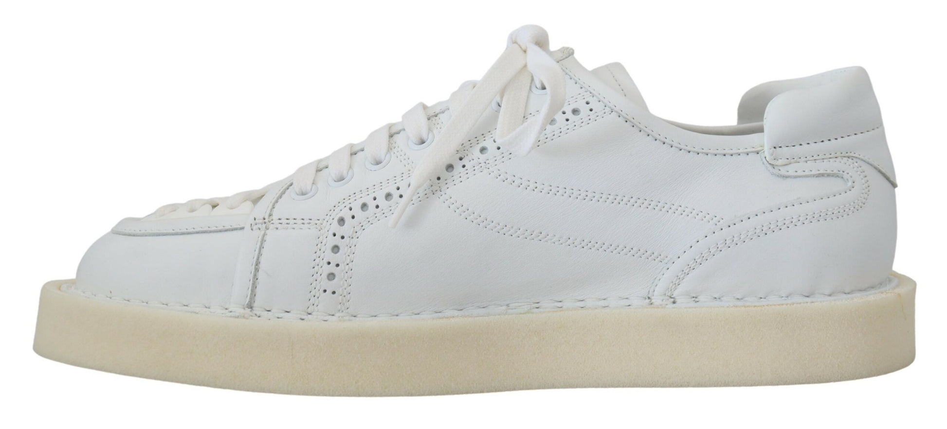 Dolce & Gabbana White Leather Low Top Oxford Sneakers Casual Shoes Curated Luxury Accessories by Orvyn