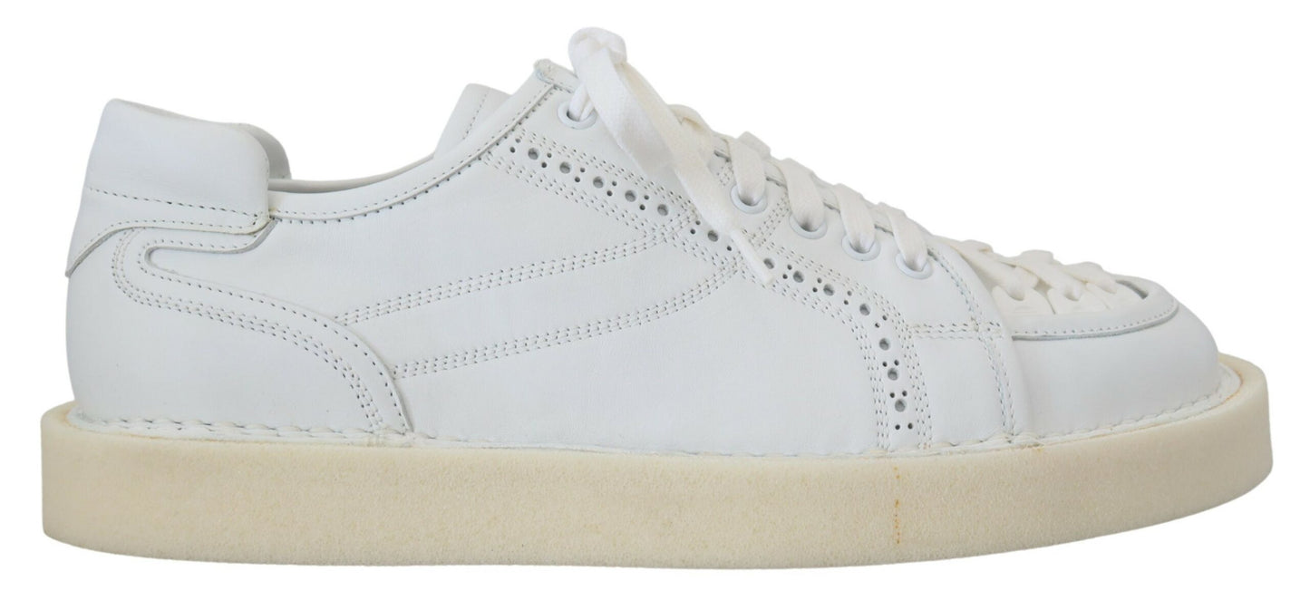 Dolce & Gabbana White Leather Low Top Oxford Sneakers Casual Shoes Curated Luxury Accessories by Orvyn