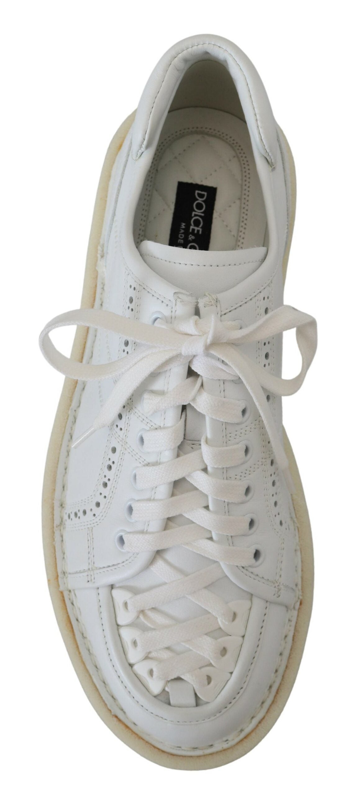 Dolce & Gabbana White Leather Low Top Oxford Sneakers Casual Shoes Curated Luxury Accessories by Orvyn
