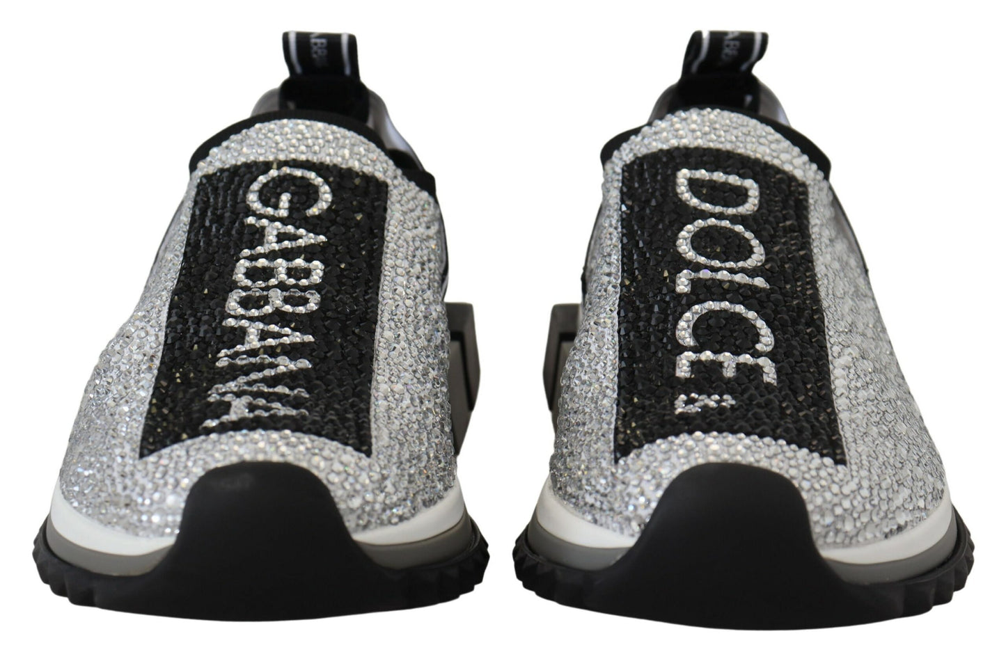 Dolce & Gabbana Silver Rhinestones Sorrento Sneakers Shoes Curated Luxury Accessories by Orvyn