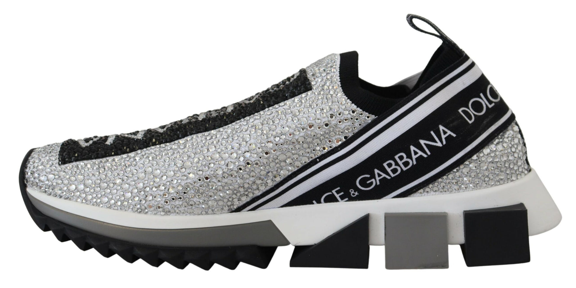 Dolce & Gabbana Silver Rhinestones Sorrento Sneakers Shoes Curated Luxury Accessories by Orvyn