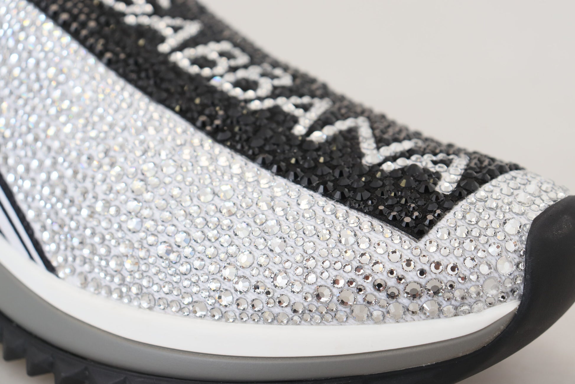 Dolce & Gabbana Silver Rhinestones Sorrento Sneakers Shoes Curated Luxury Accessories by Orvyn