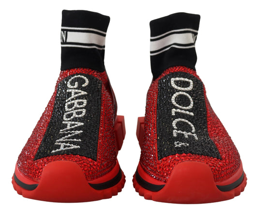 Dolce & Gabbana Red Bling Sorrento Sneakers Socks Shoes Curated Luxury Accessories by Orvyn