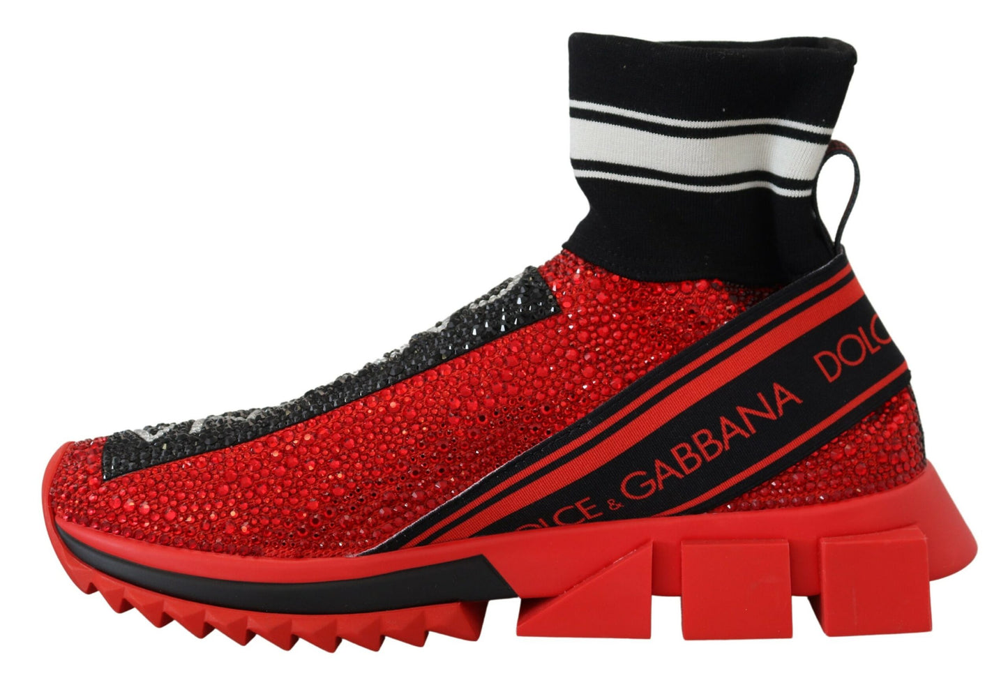 Dolce & Gabbana Red Bling Sorrento Sneakers Socks Shoes Curated Luxury Accessories by Orvyn