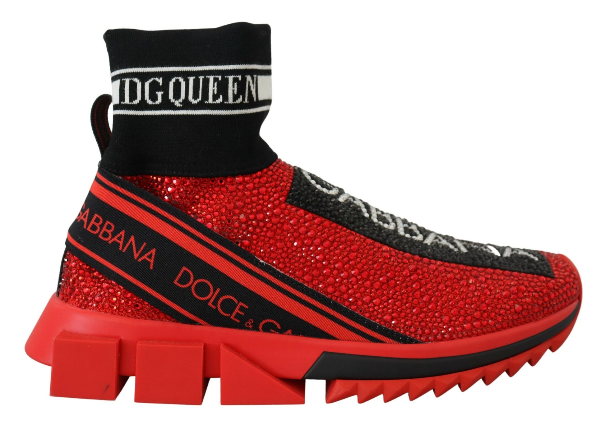 Dolce & Gabbana Red Bling Sorrento Sneakers Socks Shoes Curated Luxury Accessories by Orvyn