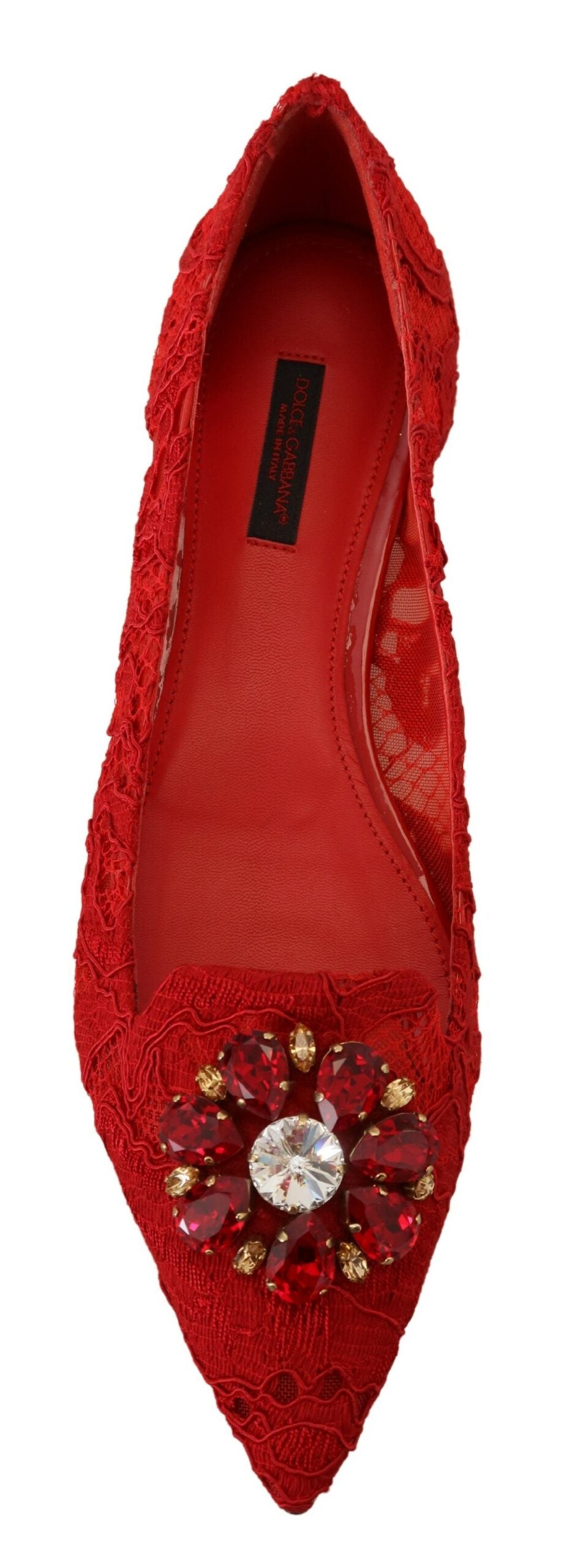Dolce & Gabbana Red Taormina Crystals Loafers Flats Shoes rot