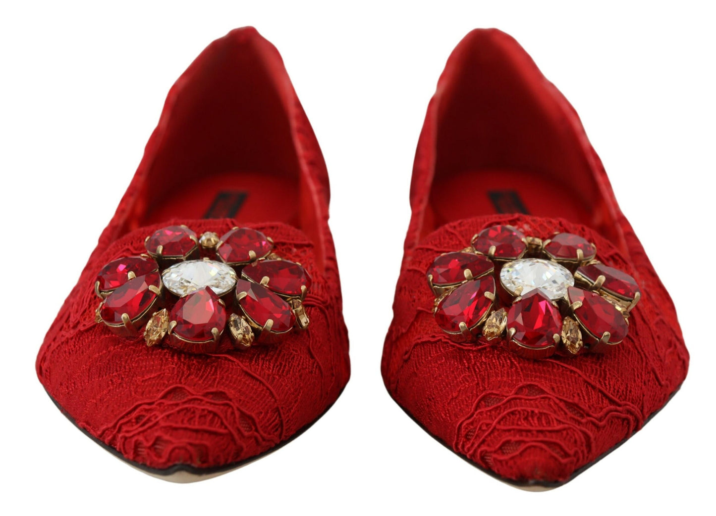 Dolce & Gabbana Red Taormina Crystals Loafers Flats Shoes rot
