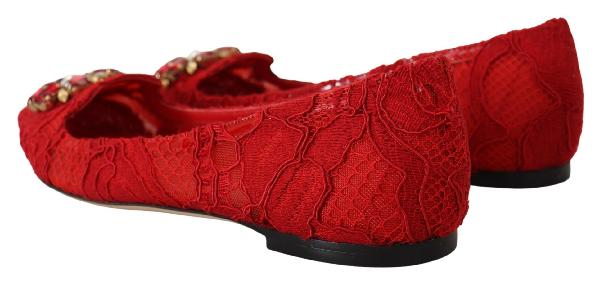 Dolce & Gabbana Red Taormina Crystals Loafers Flats Shoes rot