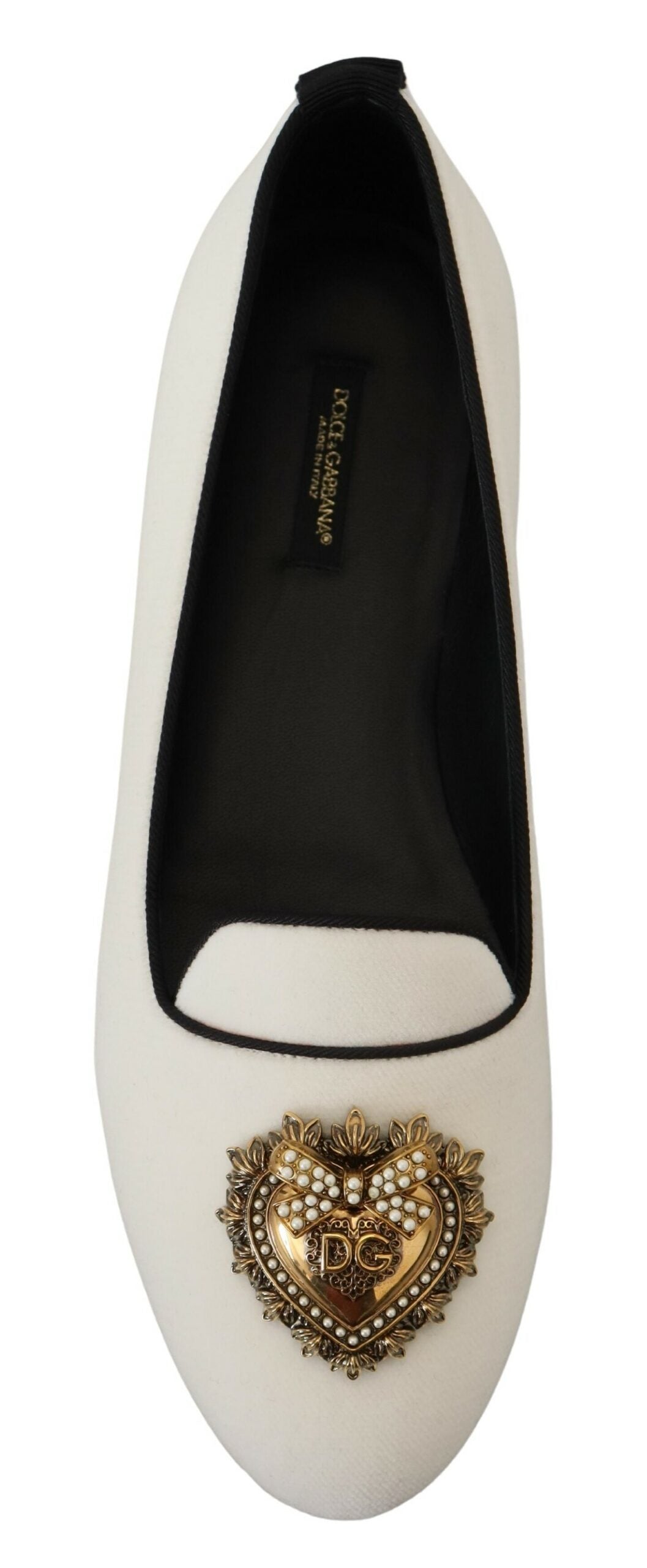 Dolce & Gabbana White Velvet Slip Ons Loafers Flats Shoes weiss