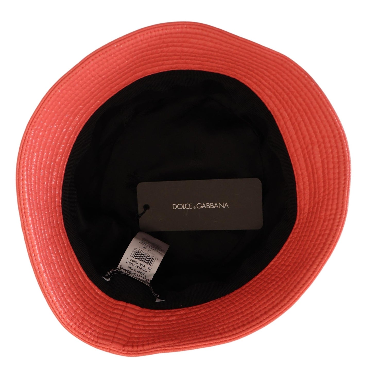 Dolce & Gabbana Peach Quilted Faux Leather Women Bucket Cap Hat Curated Luxury Accessories by Orvyn