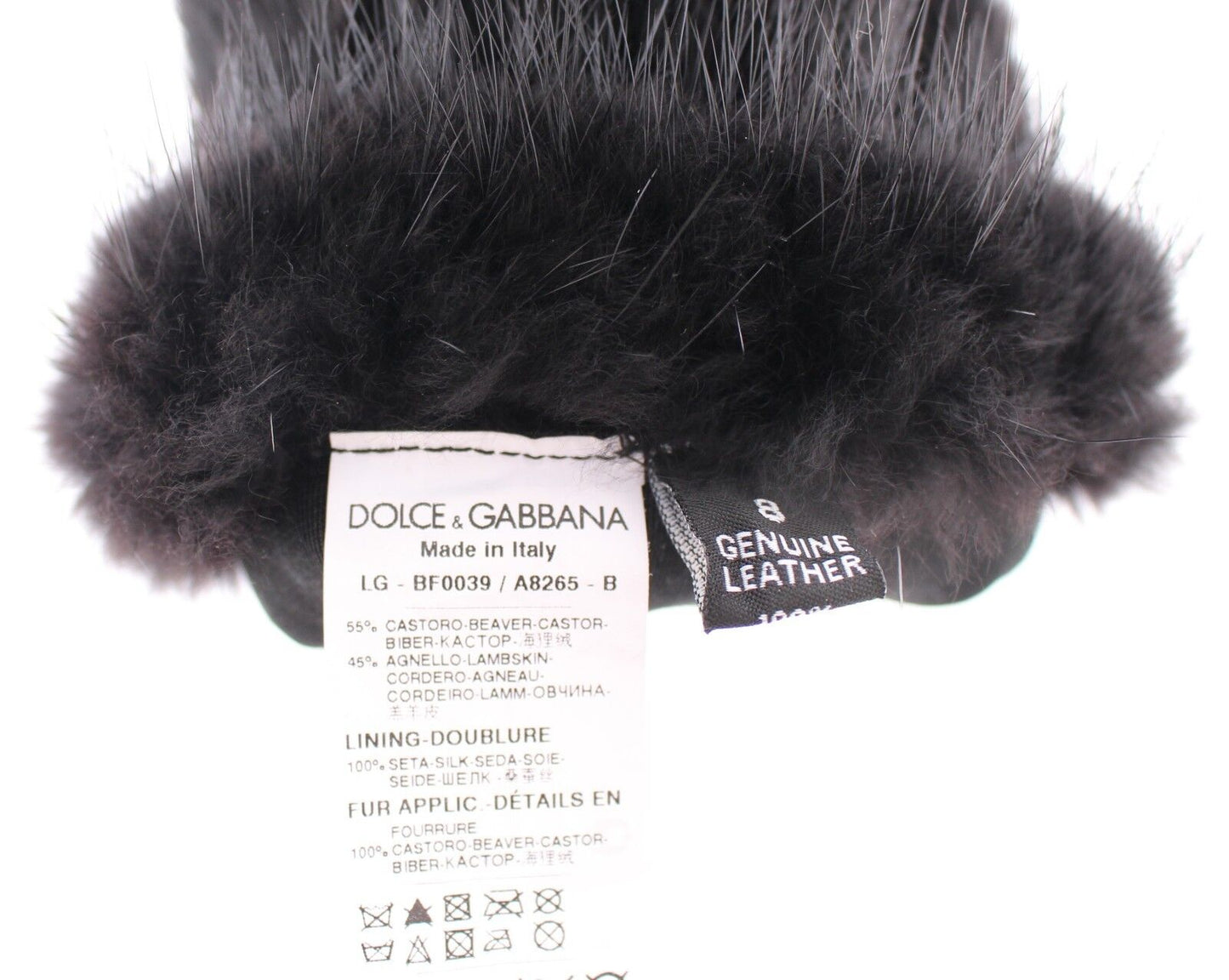 Dolce & Gabbana Black Beaver Fur Lambskin Leather Elbow Gloves Curated Luxury Accessories by Orvyn