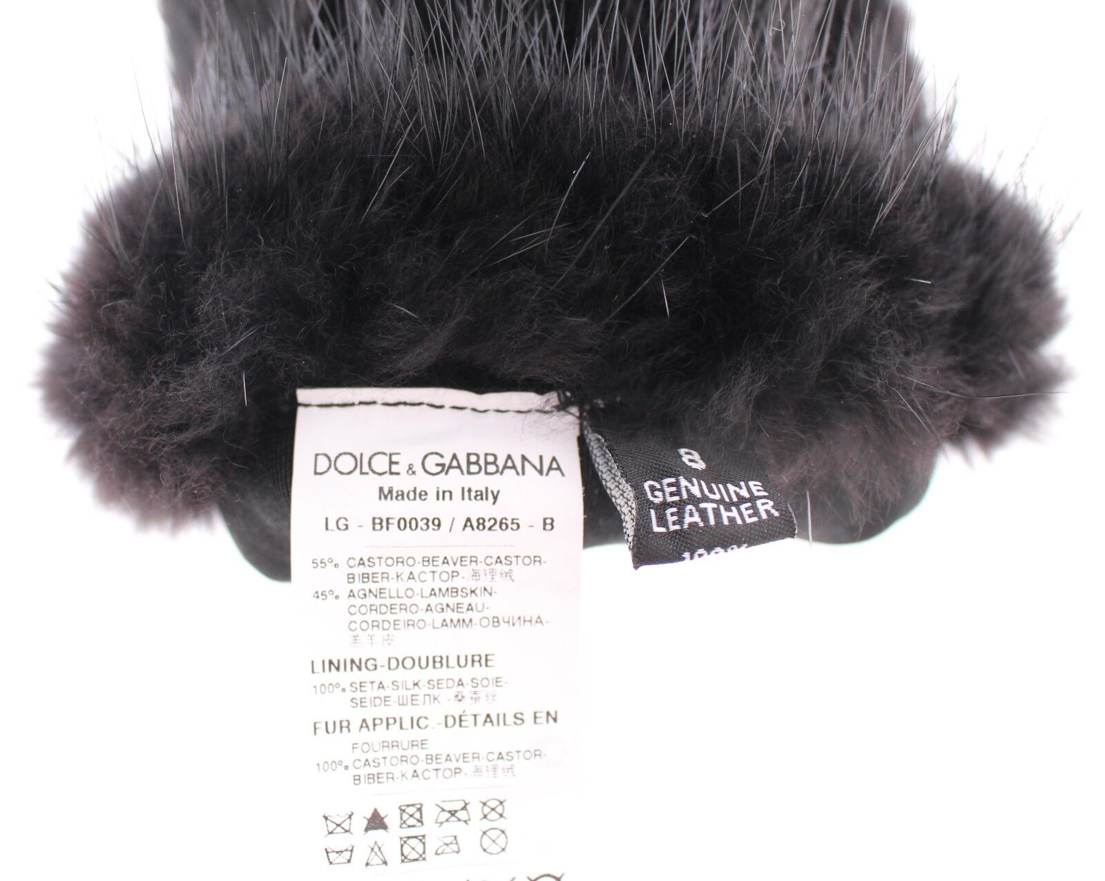 Dolce & Gabbana Black Beaver Fur Lambskin Leather Elbow Gloves Curated Luxury Accessories by Orvyn