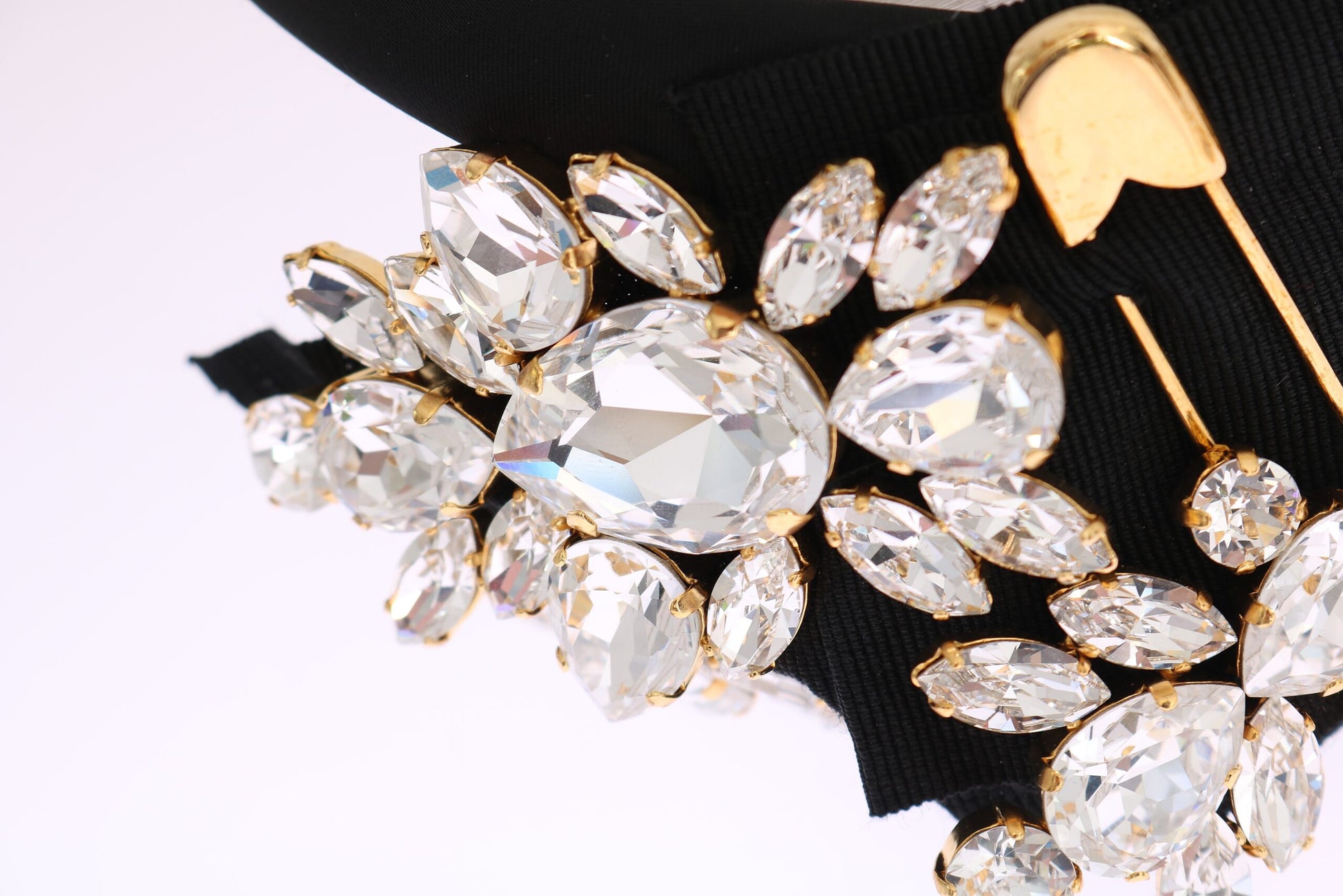 Dolce & Gabbana Black Crystal White Hair Parrucchiera Headband Diadem Curated Luxury Accessories by Orvyn