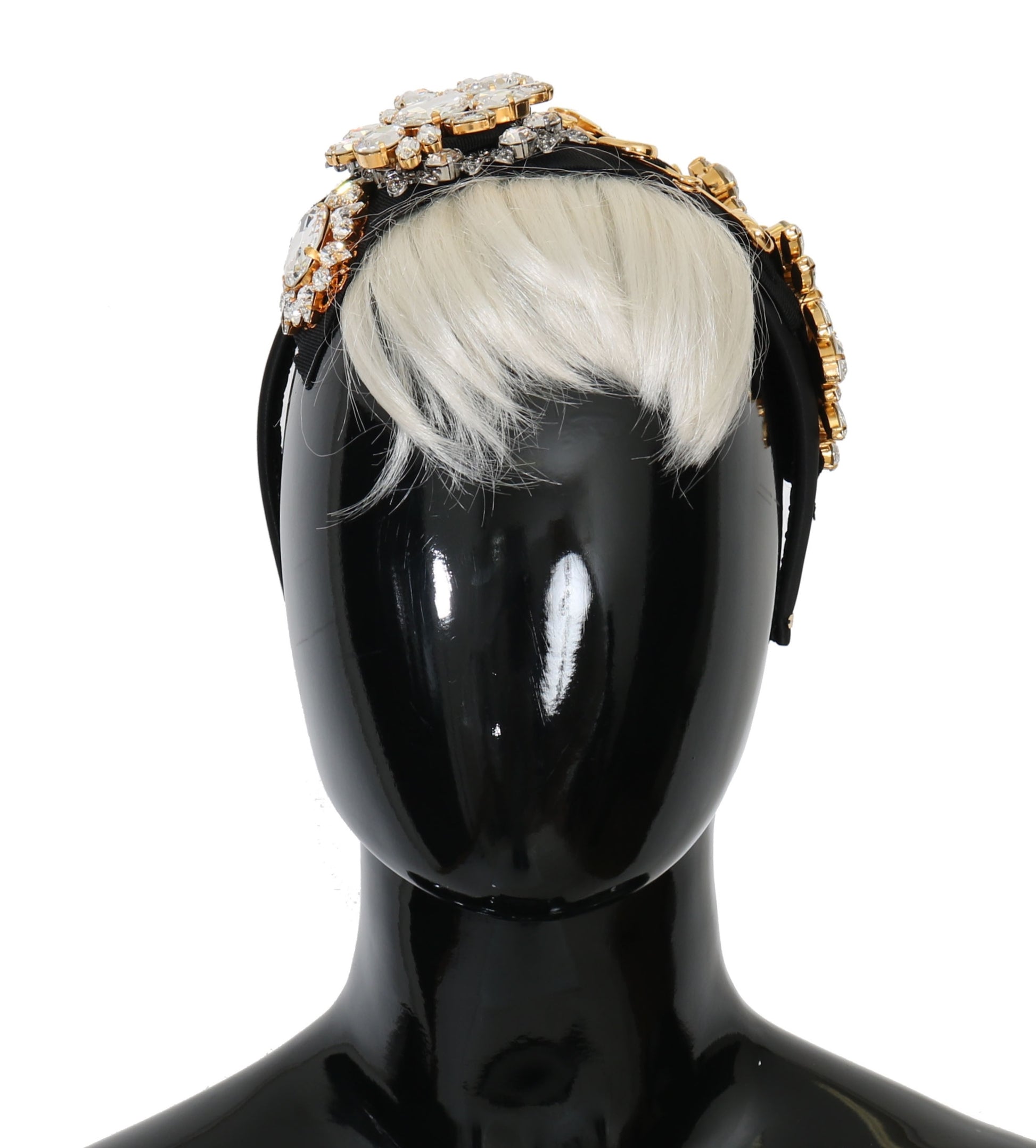 Dolce & Gabbana Black Crystal White Hair Parrucchiera Headband Diadem Curated Luxury Accessories by Orvyn