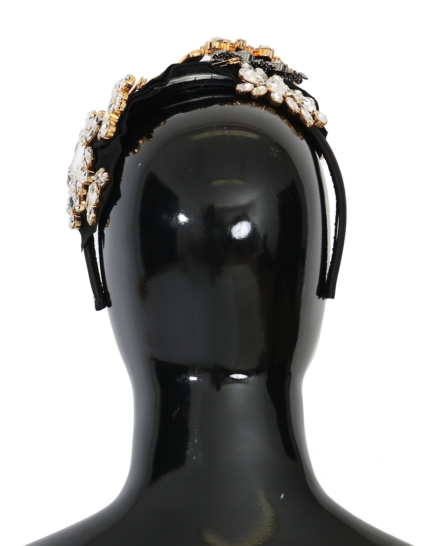 Dolce & Gabbana Black Crystal White Hair Parrucchiera Headband Diadem Curated Luxury Accessories by Orvyn