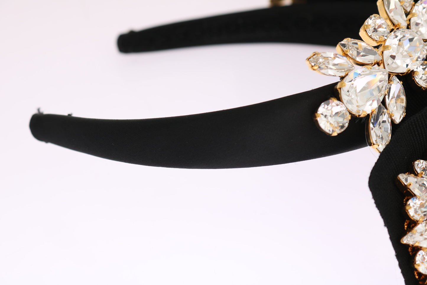 Dolce & Gabbana Black Crystal White Hair Parrucchiera Headband Diadem Curated Luxury Accessories by Orvyn