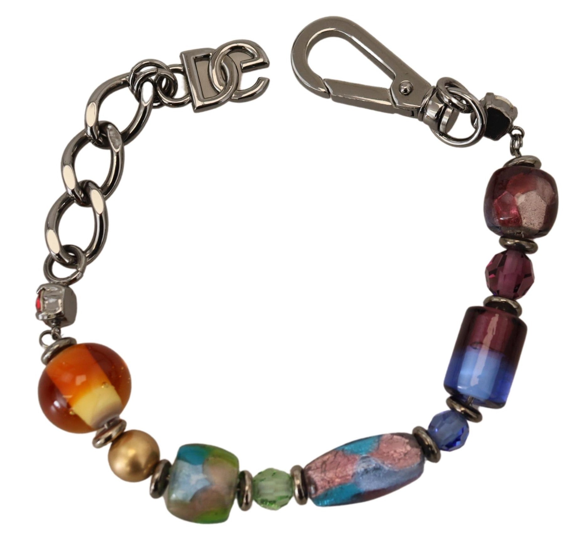 Dolce & Gabbana multicolor Silver Chain Brass Beaded Lobster Clasp Bracelet Curated Luxury Accessories by Orvyn