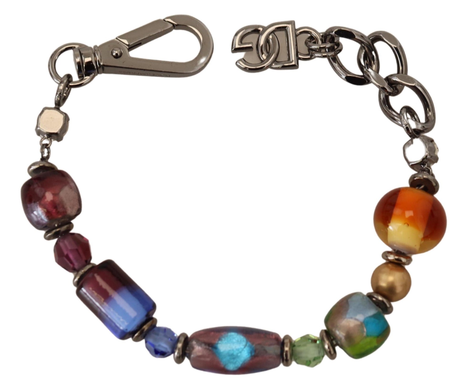 Dolce & Gabbana multicolor Silver Chain Brass Beaded Lobster Clasp Bracelet Curated Luxury Accessories by Orvyn