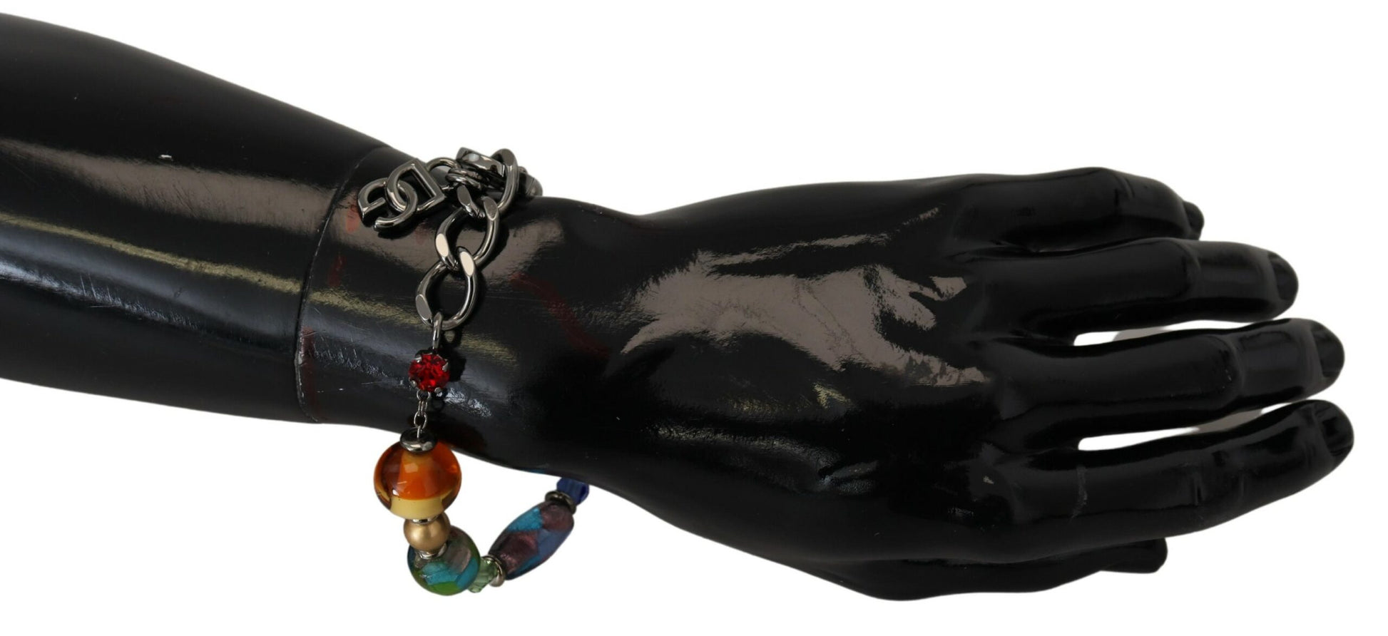 Dolce & Gabbana multicolor Silver Chain Brass Beaded Lobster Clasp Bracelet Curated Luxury Accessories by Orvyn
