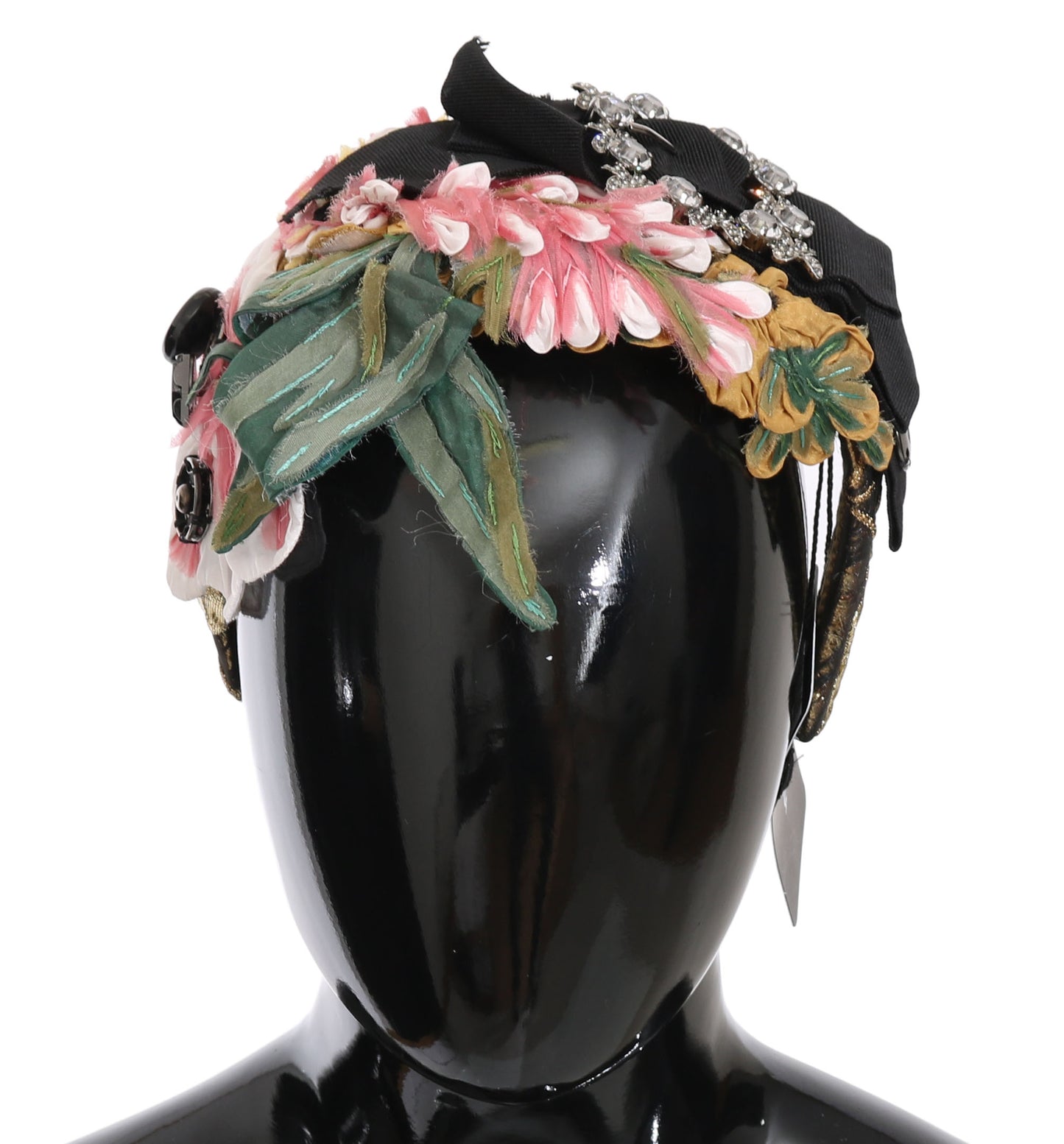 Dolce & Gabbana Multicolor Tiara Floral Crystal Bow Diadem Headband Curated Luxury Accessories by Orvyn