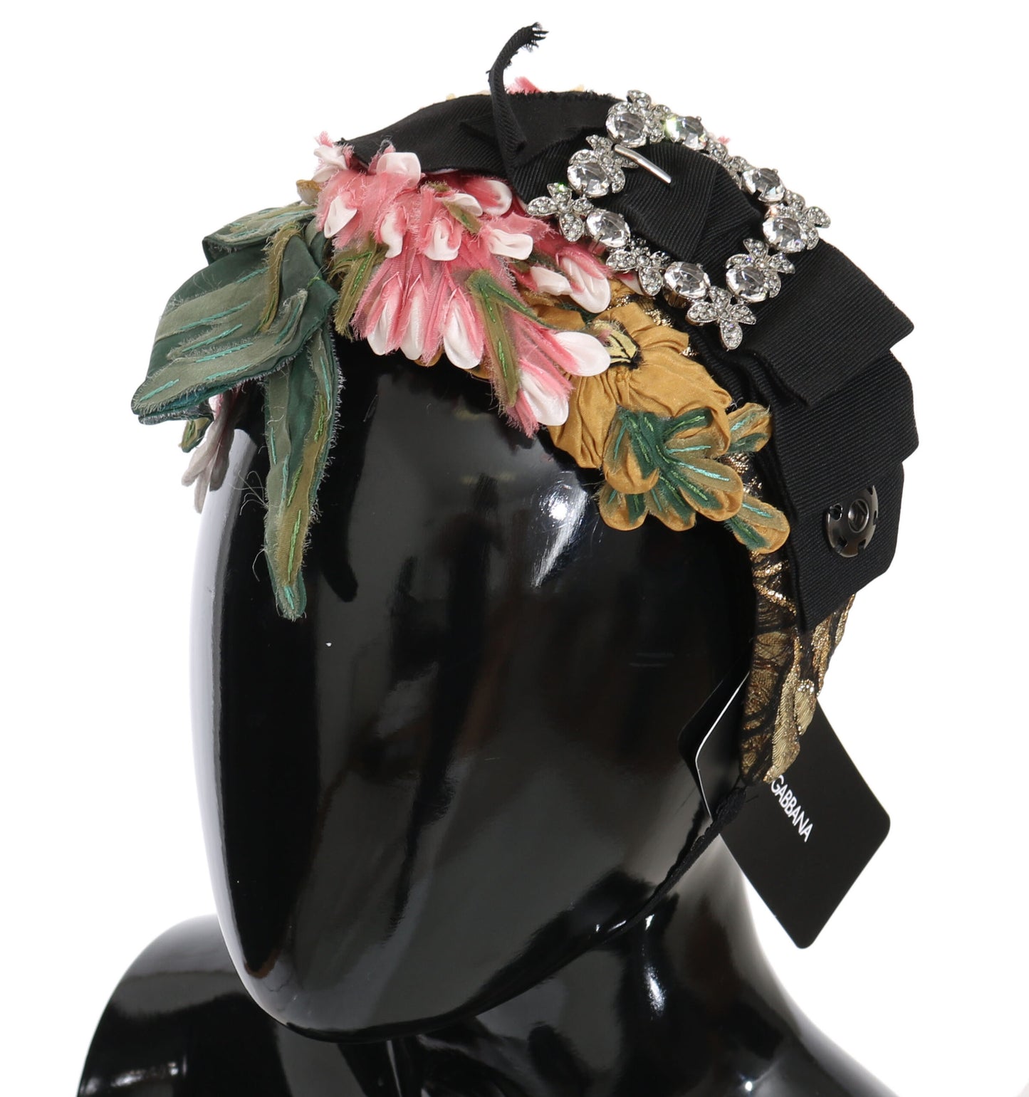 Dolce & Gabbana Multicolor Tiara Floral Crystal Bow Diadem Headband Curated Luxury Accessories by Orvyn