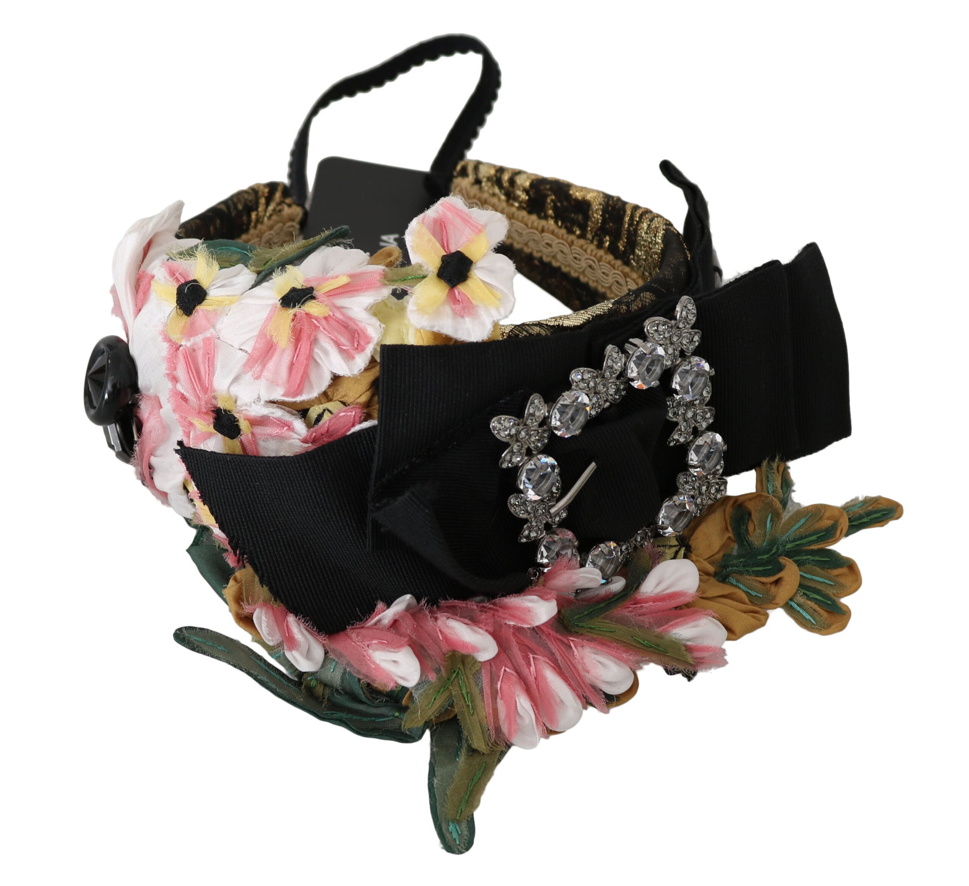Dolce & Gabbana Multicolor Tiara Floral Crystal Bow Diadem Headband Curated Luxury Accessories by Orvyn