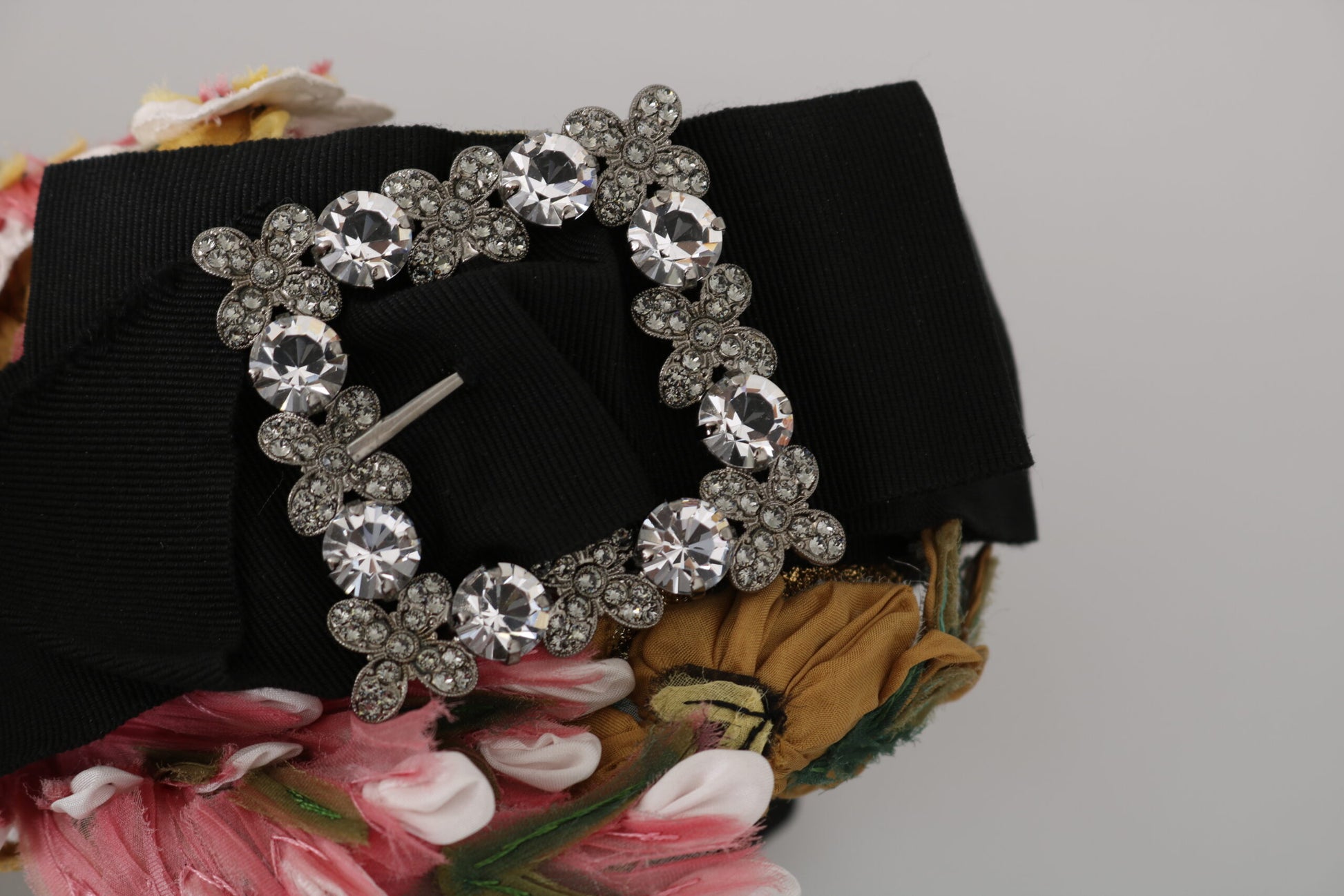 Dolce & Gabbana Multicolor Tiara Floral Crystal Bow Diadem Headband Curated Luxury Accessories by Orvyn