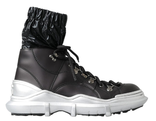 Dolce & Gabbana Black Nylon Galileo High Top Sneakers Shoes Curated Luxury Accessories by Orvyn
